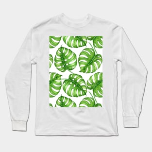 Monstera watercolor pattern Long Sleeve T-Shirt